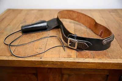 Vintage Bucheimer BML 6 Black Leather Western Cowboy Holster Ammo Gun Belt • $62.99