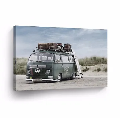 Canvas Wall Art Photo Print VW Classic Vintage Car Bus Camper Volkswagen VWH70 • $69.99