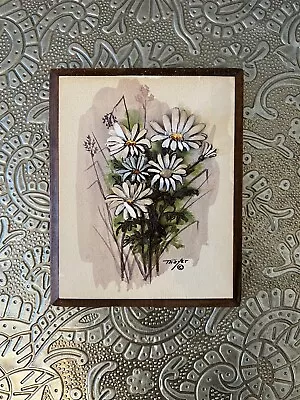 Vintage 3D Art On Wood Signed Thayer Daisy Flower Floral Bunch MCM Spring Summer • $46