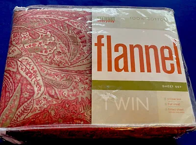 Martha Stewart. Persian Red Paisley Cotton Twin Flannel Sheet Set. Vintage. 2003 • $31.99