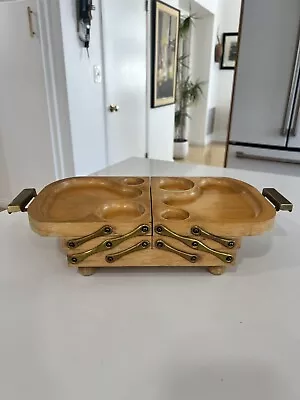 Vintage 1950's Karoff Wood Footed 3-Tier Expandable Buffet Serving Tray (SIGNED) • $39