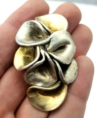 Brooch Silver 925 Electroforming  Hand Made In Israel Vintage Flower. • $33.93