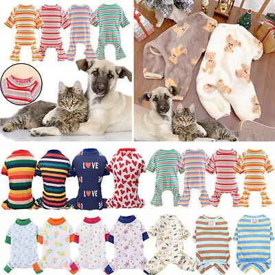 Pet Dog Cat Pajamas Soft Clothes Apparel Cute Puppy Shirt Jumpsuit Sleepwear UK • £6.70