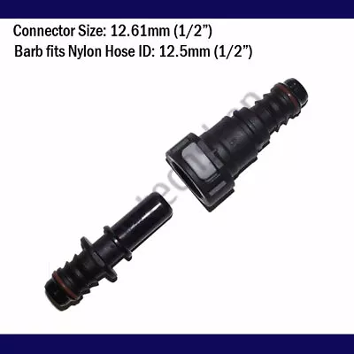 12.61mm 1/2  In Fuel Line Quick Connect Disconnect ID 12mm 1/2  In Hose Barb Gas • $8.99