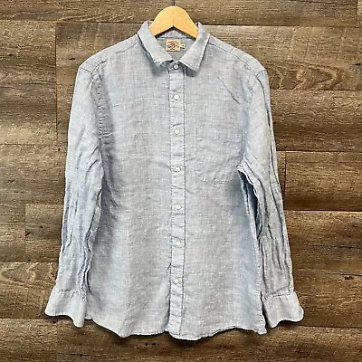 Faherty Men's Size L Blue Laguna Linen Button Up Long Sleeve Shirt MWC0083 • $49.95