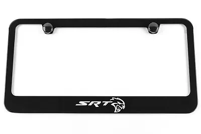 SRT Hellcat Silver Engraved License Plate Frame Premium Black Metal USA Made • $33.95