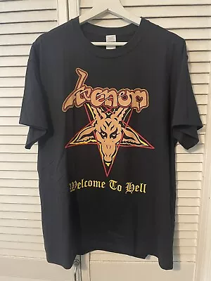 RARE Venom Welcome To Hell L T Shirt Black Metal NWOBHM Baphomet Mayhem 1burzum • $50