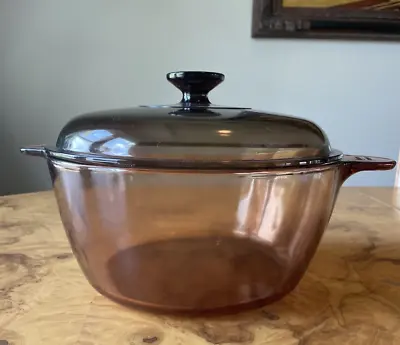 Corning Vision 4.5 Liter Cookware Glass Pot With Lid Dutchoven Amber Brown • $59.99