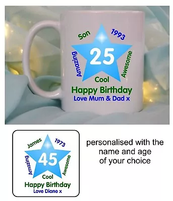 PERSONALISED 21st 30th 50th 65th BIRTHDAY MUG ANY AGE DAD SON GIFT FOR HIM MENS • £10.95