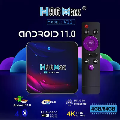 H96 Max 4+64GB Android 11.0 Smart TV Box RK3318 4K 5G WIFI Media Streamer A6N3 • $29.99