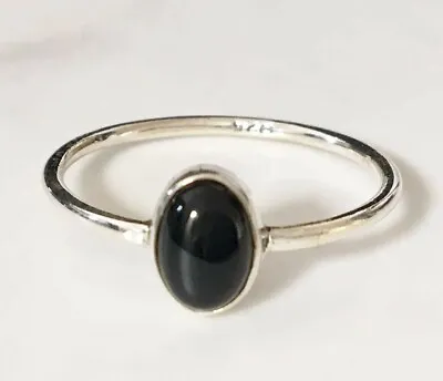 925 Sterling Silver Black Onyx Ring Gemstone Stack Stackable Size 6789 10 11 12 • $16.99