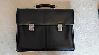 GHEPARD Leather Briefcase Laptop Business Bag Black • £29.99