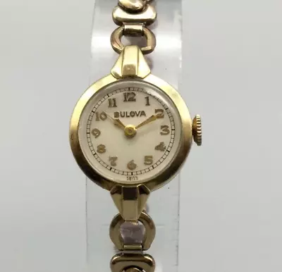 Vintage Bulova Watch Women 19mm Gold Tone Stretch Band Manual Wind • $26.99