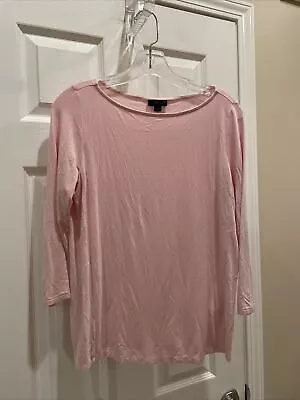 J. Jill Wearever Top Sz XS Round Neck Pretty Pink  3/4 ￼Sleeve Pull Over Cute • $20.79