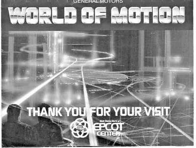 1983 - General Motors - World Of Motion - Epcot Center Walt Disney World • $10.39