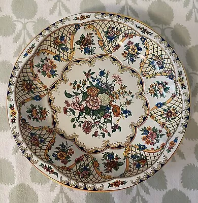 Vintage 1971 Daher Decorated Ware 10.25” Floral Tin Serving Tray Plate Bowl • $7.99