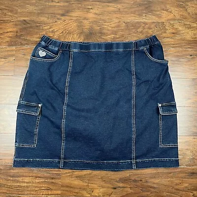 Quacker Factory Dream Jeannes Pull-On Skort W/Rhinestone Blue Jean Plus Size 2XL • $14.95