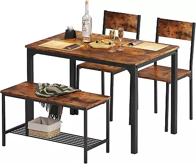 4 Person Dining Table Set 43.3Inch Kitchen Table Set For 4 Dining Room 2 Chair • $293.91