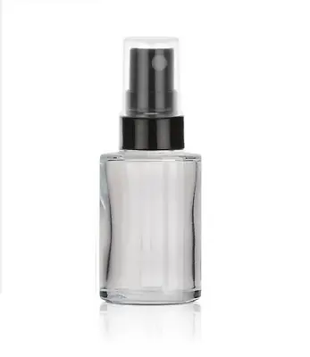 1 Oz Clear Cylinder Glass Bottle W/ Black Smooth Fine Mist Sprayer Set Of 120 • $110.80