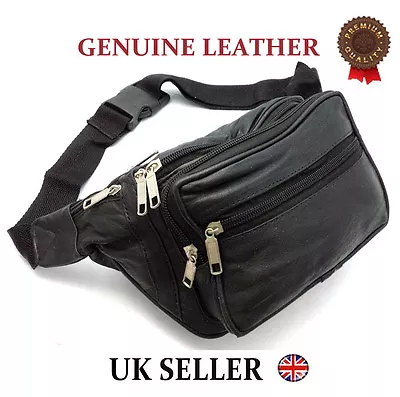 Travel Leather Bum Bag Bb2108 Money Waist Belt Pack Holiday Festival Money Pouch • £7.59