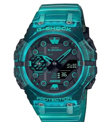 Casio G-Shock Analog-Digital Transparent Turquoise Blue-Black Watch GAB001G-2A • $122.99