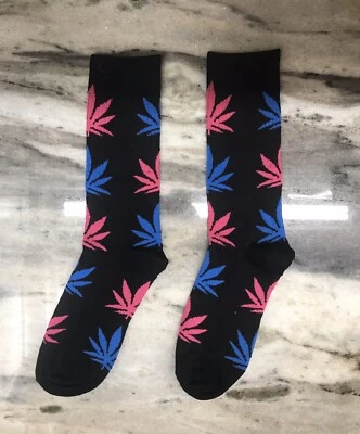 $9.87 • Buy Black Purple Blue Weed Socks - One Size - USA SHIPPING