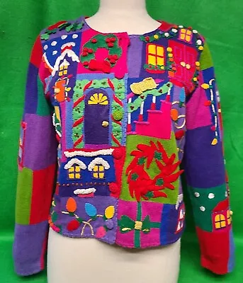 Michael Simon Multi Colored Holiday Decorations Sweater  C. 1990s Preowned Rare • $149.99