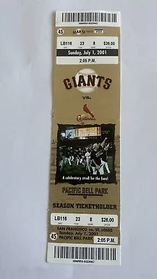 SF Giants Vs St. Louis Cardinals Unused Ticket July 1 2001 Pac Bell Park 🎟⚾️🎟 • $1.68