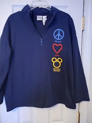 Disney Store Pullover Zip Up Mickey Mouse Peace Love Sweater Size Large • $15