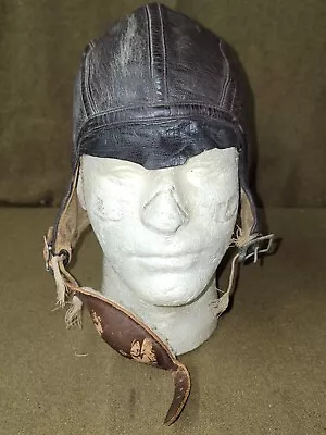 WWII US Navy Aviator NAF 1092 Leather Helmet With Chinstrap • $85