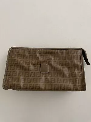 Vintage Fendi Zucca Logo Clutch Pouch Bag Handbag Purse • $75