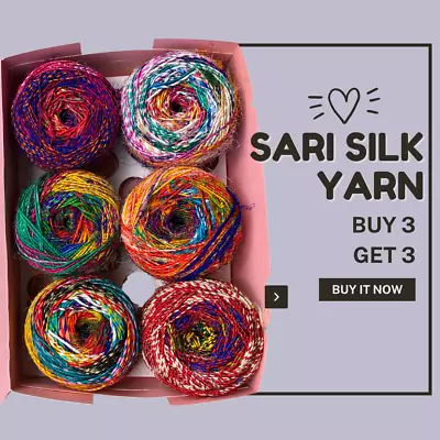 Buy 3 Get 3 - Recycled Sari Silk Yarn - 100% Silk - Multi Color - Hand Spun • $49.99