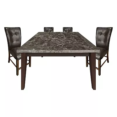 Dark Cherry Finish 5pc Dining Set Marble Top Counter Height Table With 4 Chairs • $1199
