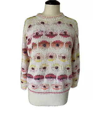 Kaffe Fassett Persian Poppy Hand Knitted Pretty Colours Sweater Jumper S M • $110.97