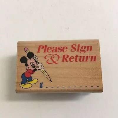 Rubber Stampede Wooden Stamp Disney Mickey Mouse Signature Sign & Return A-243-D • $12.98