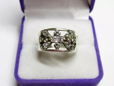Vintage Russian Sterling Silver 925 Ring Cubic Zirconia Women's Jewelry 9.5 • $69