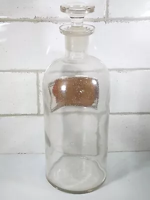 Antique 10 1/4  LUG Label Under Glass Aq. Cinnam. Apothecary Bottle • $34.99