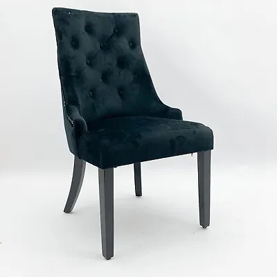 £119.99 • Buy  Black Velvet Dining Chair With Door Knocker Ring Windsor Dressing Room Chair 
