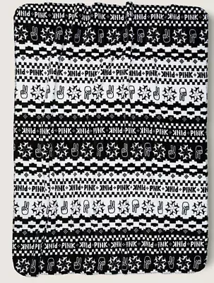 VICTORIA'S SECRET Pink Holiday Sherpa Blanket Fair Isle Black & White VS Throw • $24.75