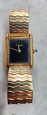 Cartier 1970s 18k Gold Electroplate Swiss Tank Watch 17 Jewel • $899