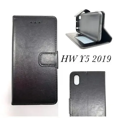 Stand PU Leather TPU In Wallet Case Cover For Huawei Y5 2019 Black  • $14.95