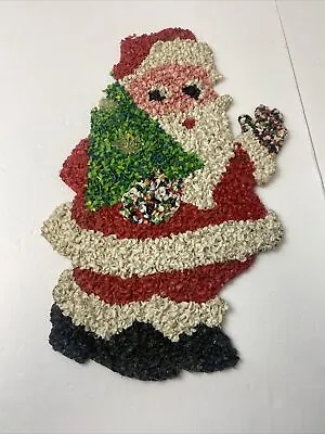 VINTAGE Christmas Melted Plastic Popcorn Decoration SANTA CLAUS W/TREE~19” Tall • $16.95