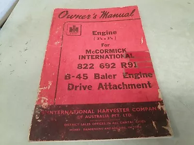 1957 Engine For McCormick International B45 BALER  Owners  Manual  • $24.95