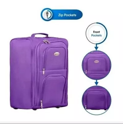 Carry On Cabin Approved Hand Luggage  Humlin Suitcase Travel Trolley Bag  • £13