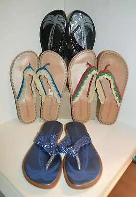 U PICK Montego BAY Flip FLOPS WOMEN SZ 5 - 10 Sandals Black Blue Pink Braid TOP • $14.98