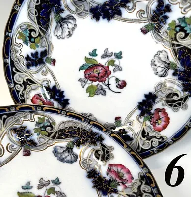 Set Of 6 Chinese Import Imari Blue Transferware Plates C. 1830s Charles Meigh • $896.25