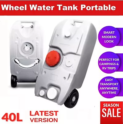 40L Wheel Water Tank Outdoor Camping Caravan Camper Portable Storage Grey New • $189.99