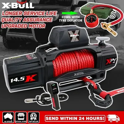 X-BULL 12V Electric Winch 14500LBS Winch Synthetic Rope Trailer Winch 4X4 4WD • $589