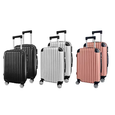 20/24/28Inch Cabin Hand Luggage Hard Suitcase 4 Wheeled ABS Travel Case Bag • £26.99