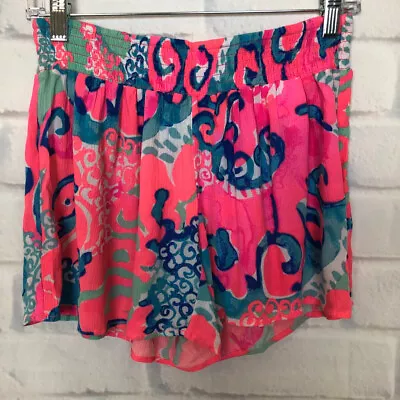 Lilly Pulitzer Kat Shorts Coral Reef Size S Elastic Waist Rayon • $19.99